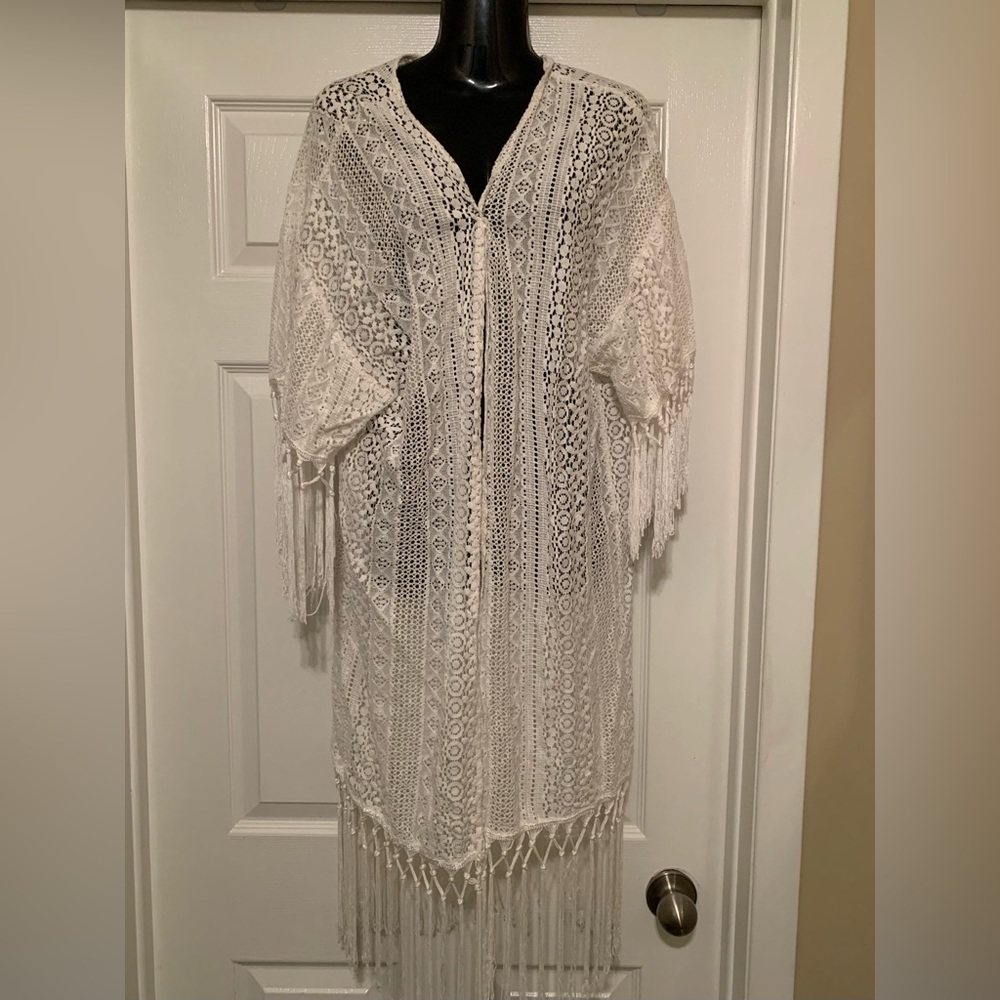 KENDALL & KYLIE Open Front Lace Vest with Fringe